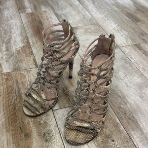 Stuart Weitzman Snakeskin Strappy Heels
